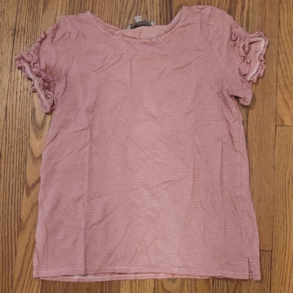 Loft striped ruffle sleeve tee